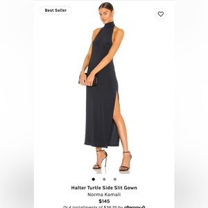 Norma Kamali Halter Turtle Side Slit Gown - Size small